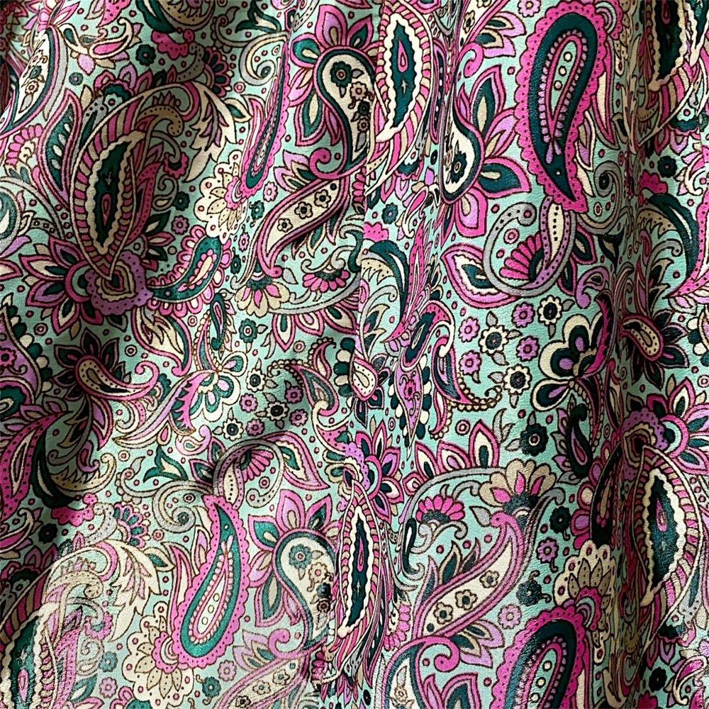 India Boutique Satin Extra Wide-Leg Boho Paisley Pants - Picture 5 of 8